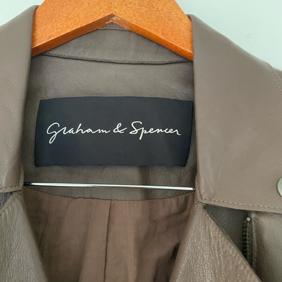 Graham & Spencer Long Brown Leather Moto Jacket – Size 2 | Luxe Statement Layer - Picture 2 of 4
